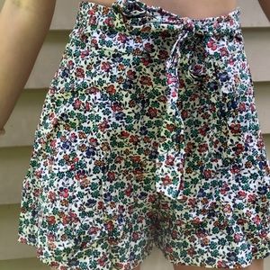 floral paper bag shorts